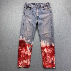 VINTAGE! Levi's 505 Men's Red Dyed Jeans Regular Fit Straight Leg Size 35x32